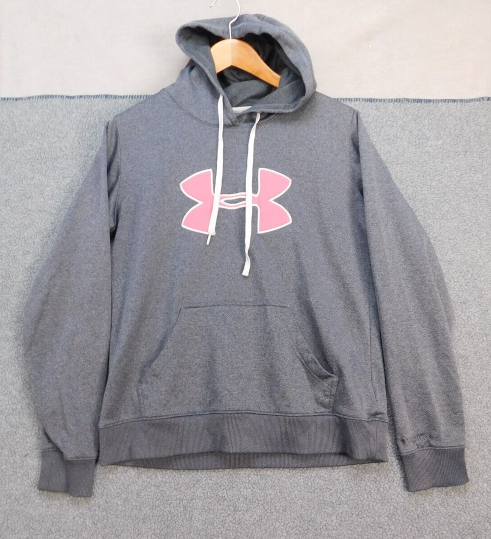 Under Armour Womens M Long Sleeve Drawstring Hoodie Sweatshirt Slate Gary